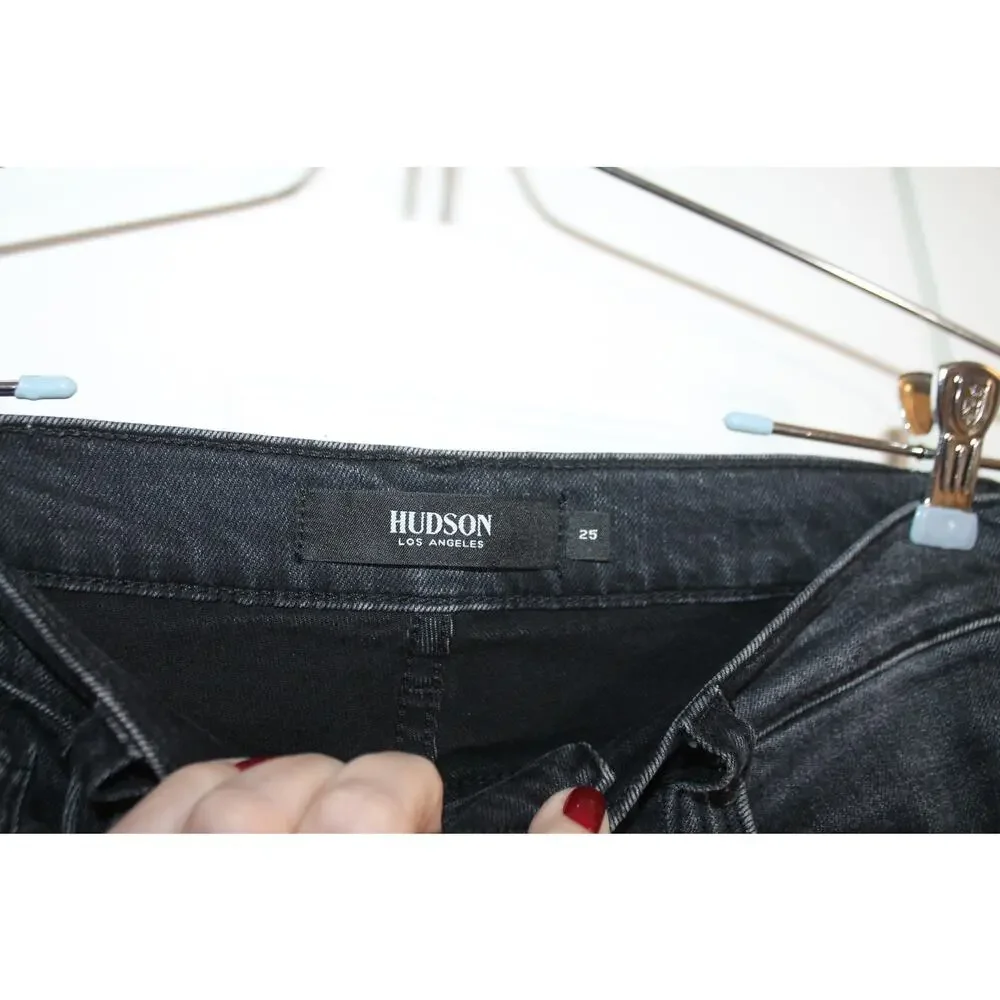 Hudson Black Nico Straight Leg Raw Hem Jeans sz 25 - Picture 4 of 4